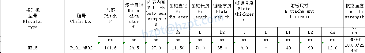 Conveyor Chains for Elevator P101.6F92 Elevator type NE15