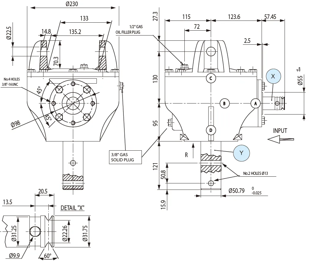 75 HP Heavy Duty Post Hole Digger Gearbox for 3 Point Post Hole Digger