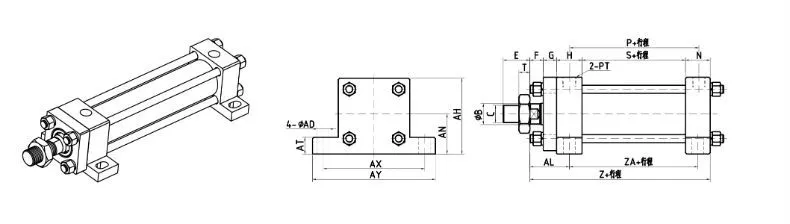 LA Left And Right Foot Type Heavy Rod Hydraulic Cylinder
