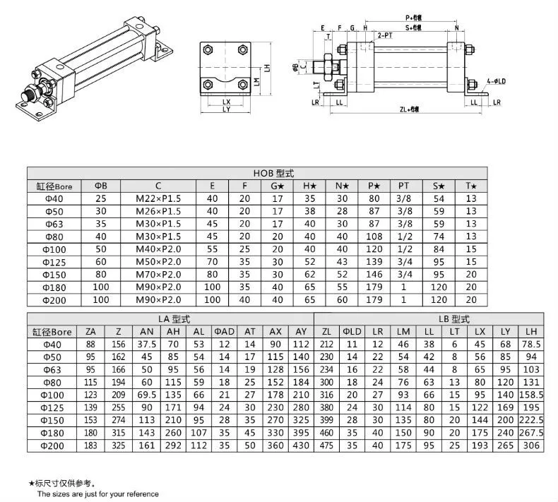 LB Front And Back Foot Type Heavy Rod Hydraulic Cylinder