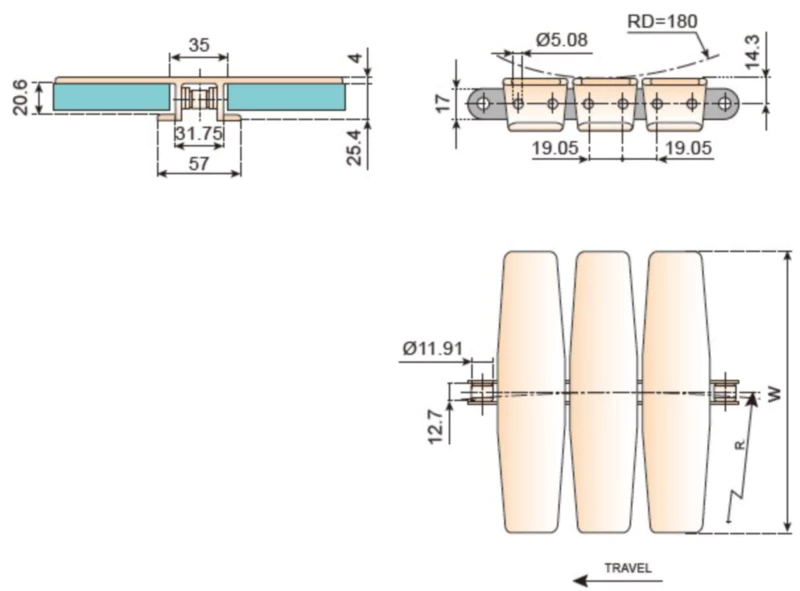 Plastic Conveyor Chains With Base Roller Chains Replacement Of System Plast LF1873-K600