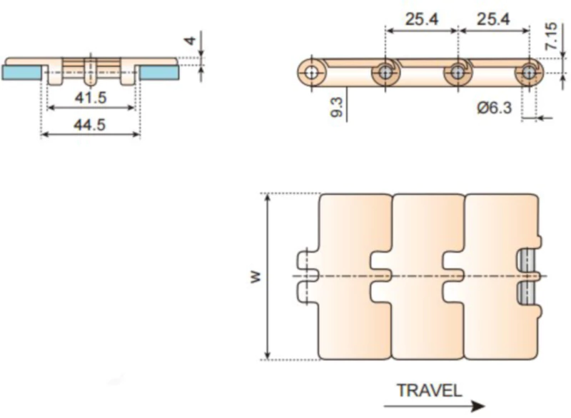 Plastic Flat Top Chain Single Hinge Straight Replacement Of System Plast 520