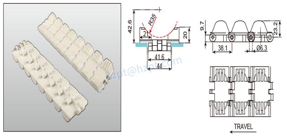Single Hinge Straight Running Plastic Mini Flat Top Chains