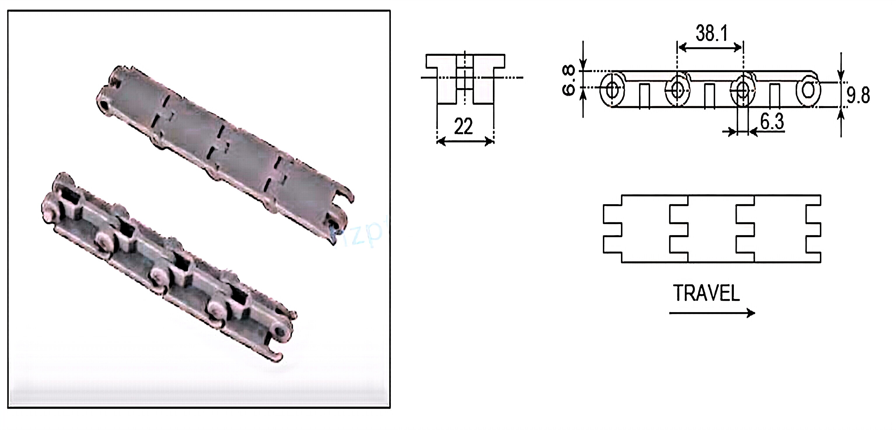 Single Hinge Straight Running Plastic Mini Flat Top Chains