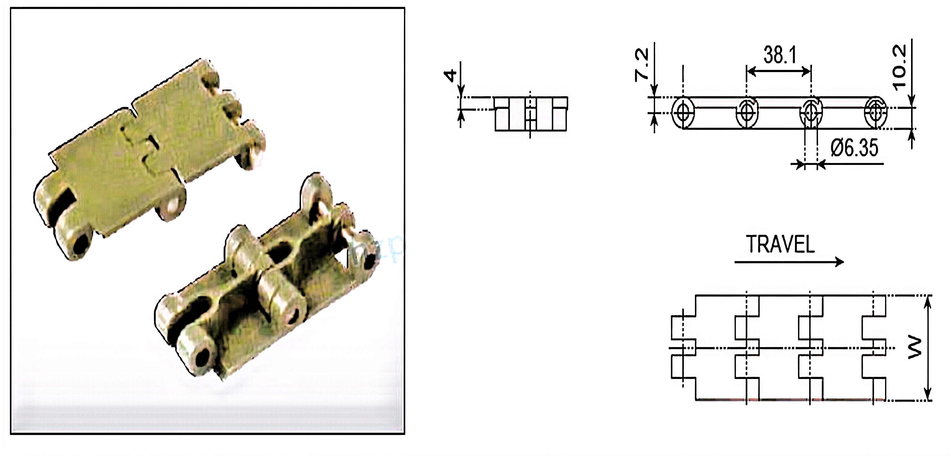 Single Hinge Straight Running Plastic Mini Flat Top Chains