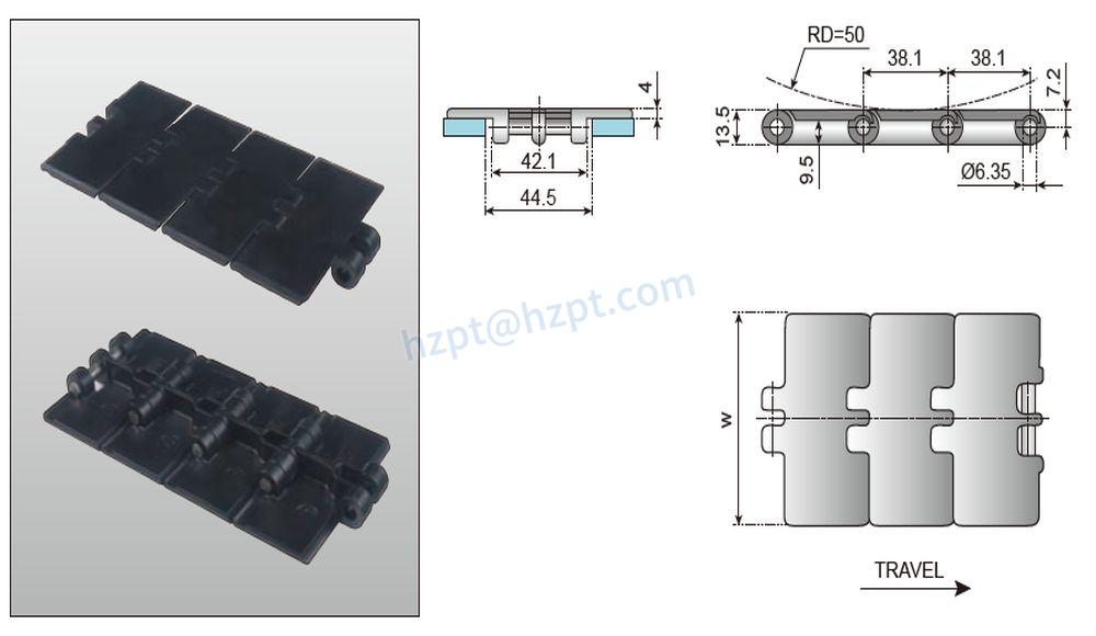 Single Hinge Straight Running Plastic Flat Top Chains