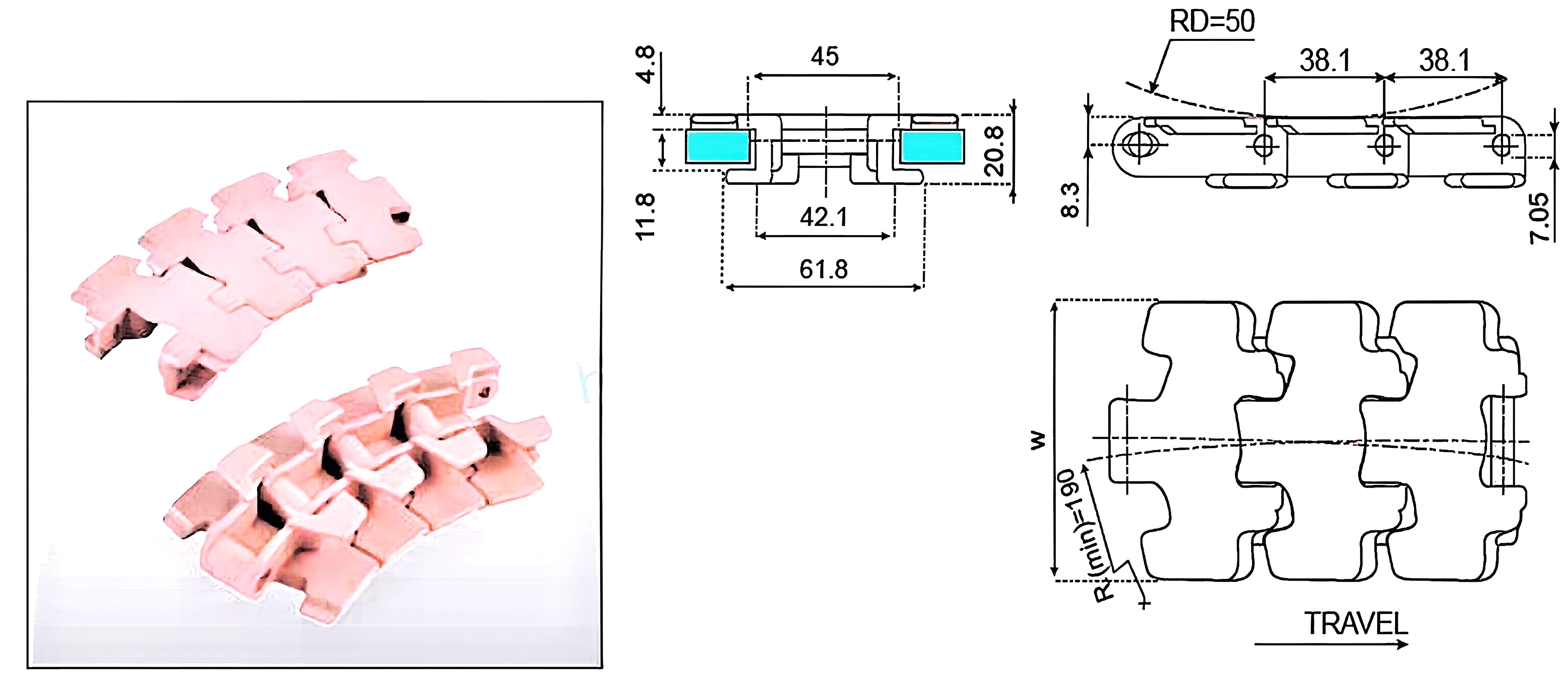 Plastic Sideflexing Flat Top Chain