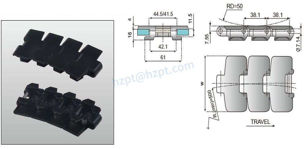 Plastic Sideflexing Flat Top Chain