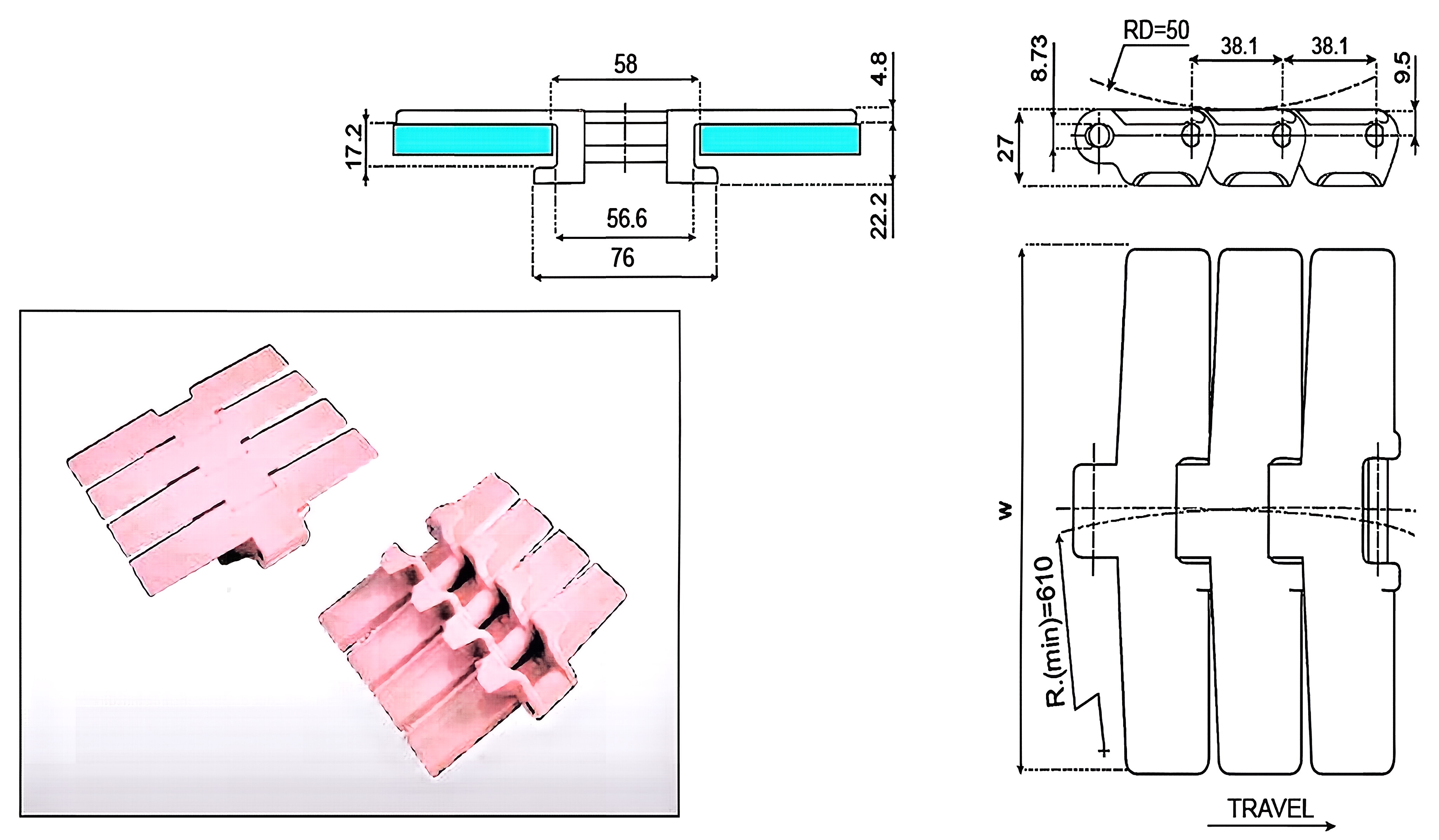 Plastic Sideflexing Flat Top Chain