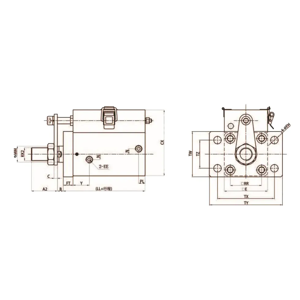 50-100 Double Acting Single Axis Flange Type MDC Series Compact Mold Cylinder