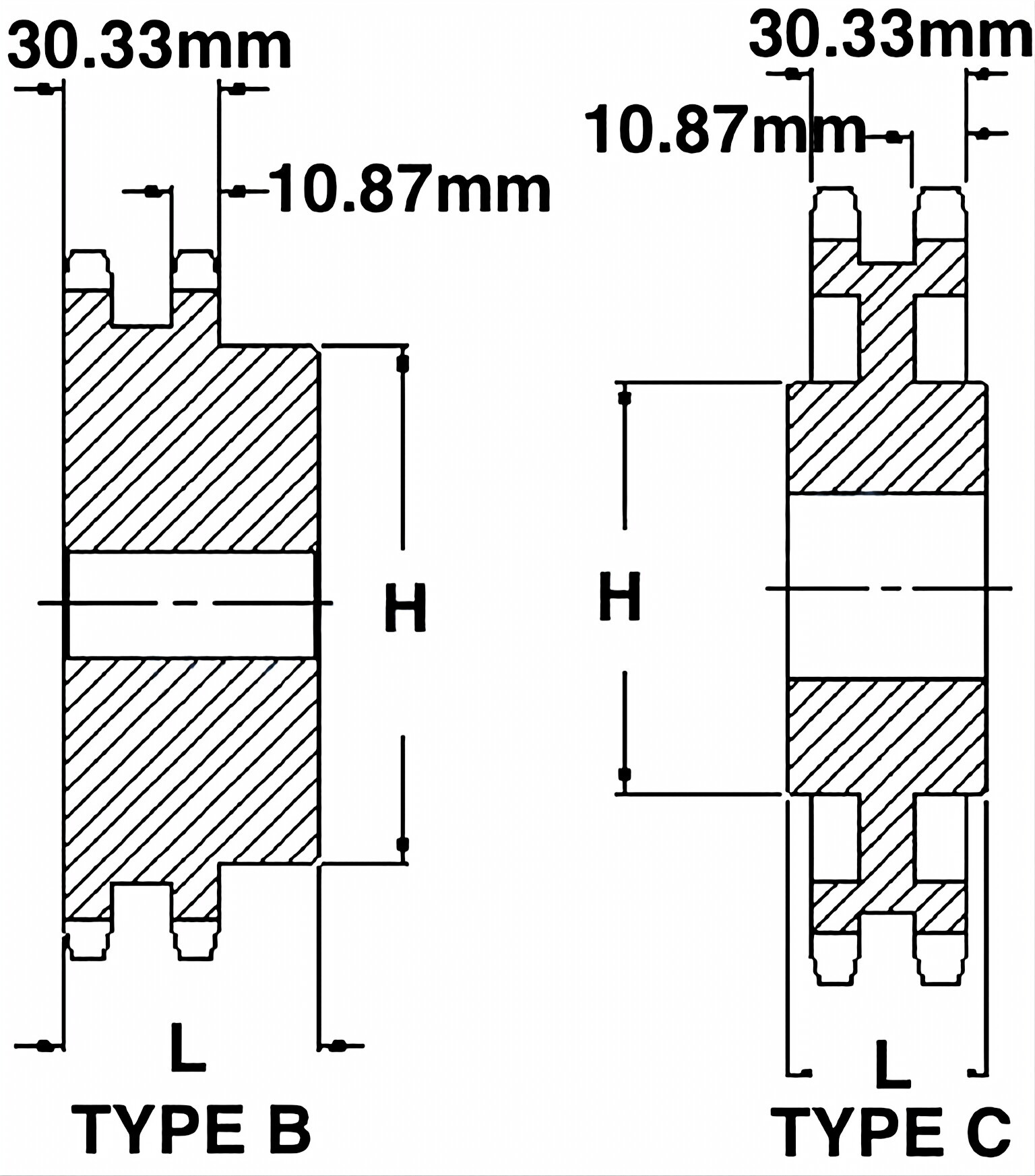 12B-2 Metric Roller Chain Sprockets