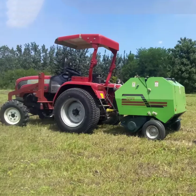 Cutting and Baling Hay Round Baler