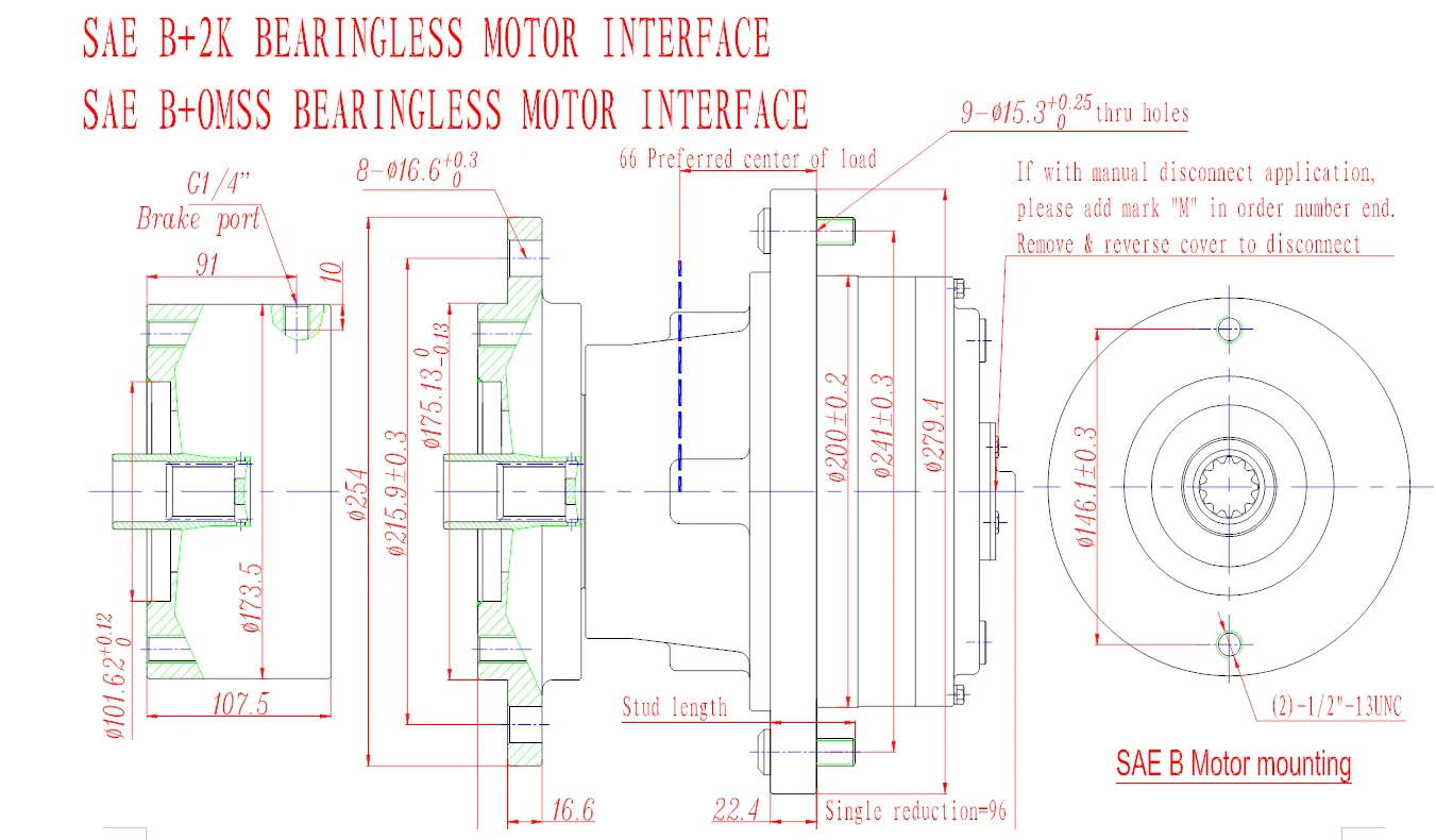 Model 6 Wheel Drives Planetary Gearbox (Long Flange Distance Version)