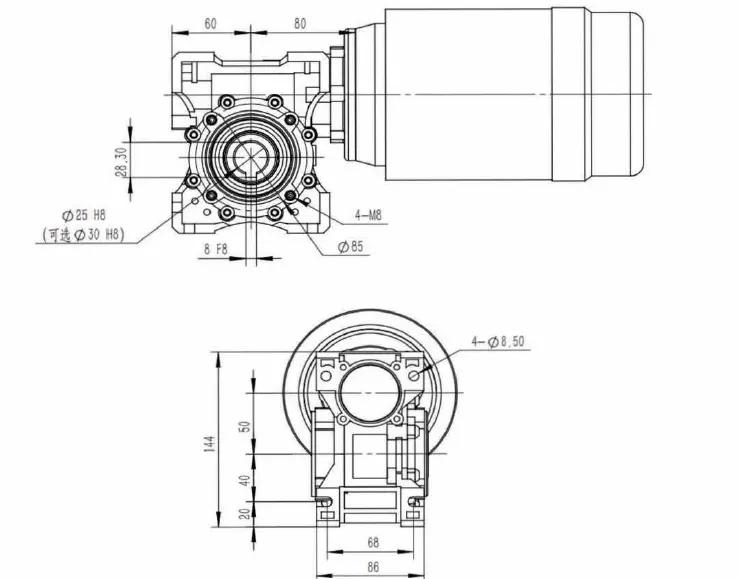 MRV050 Worm Gear Reducer for Optical Instruments