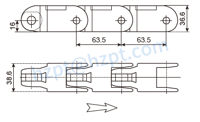 Plastic Chain CC600 Case Conveyor Chains 600TAB 600-C 600TAB-C