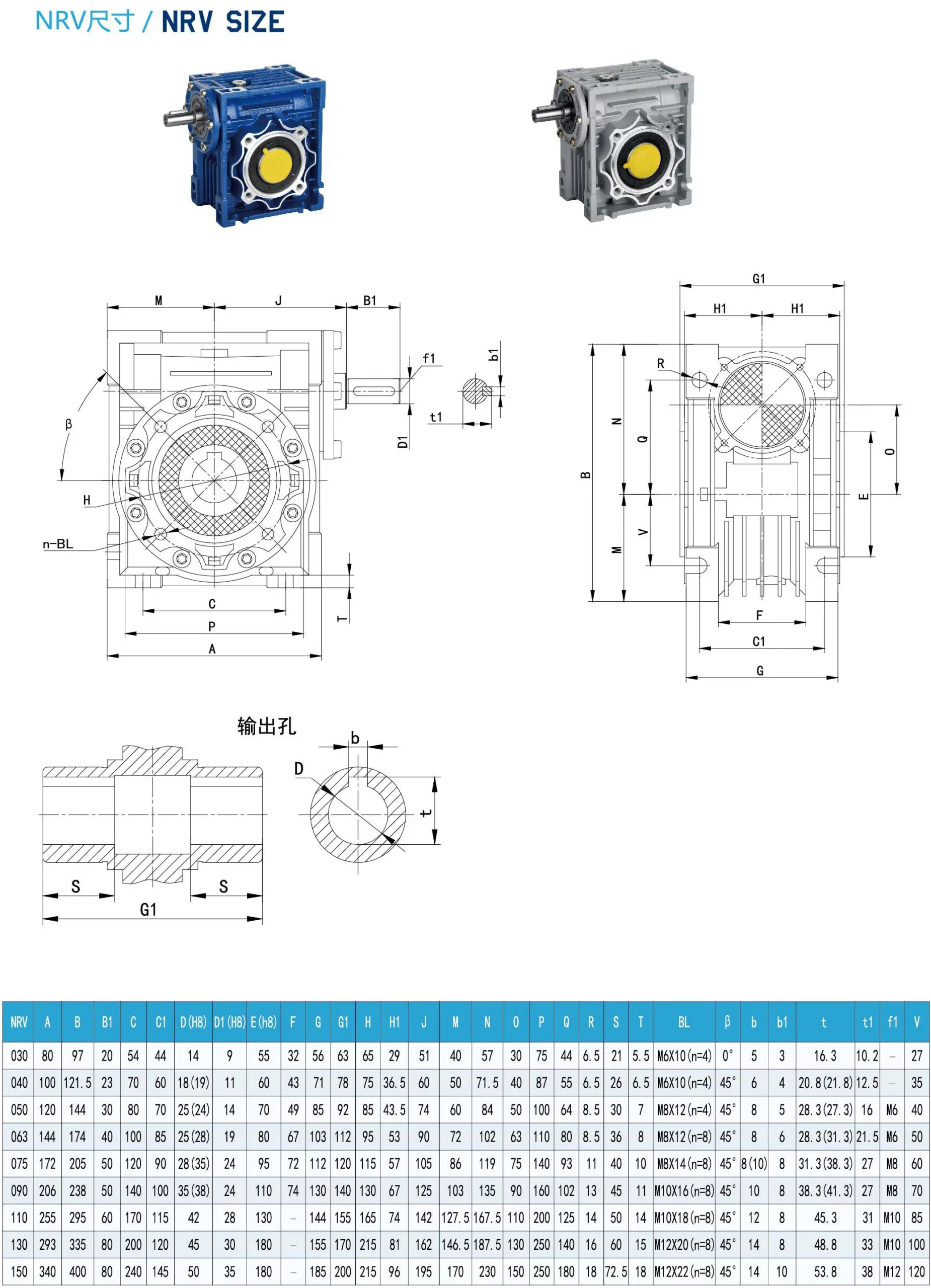 RDF-NRV Shaft Input Small Worm Gearbox / Worm Gear Speed Reducer
