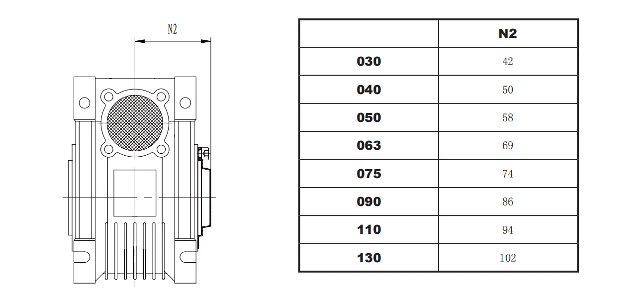 RDF-NRV-VS Dual Solid Shaft Input Worm Gearbox with Flange Output