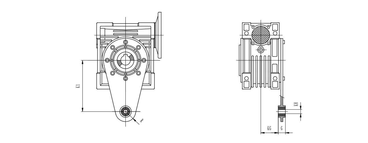 RDF-NRV-VS Dual Solid Shaft Input Worm Gearbox with Flange Output