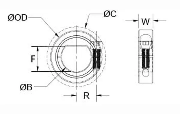 One Piece D Bore Shaft Collars (Shaft Clamps) Inch Series