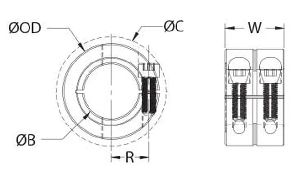 One Piece Double Wide Shaft Collars (Shaft Clamps) Inch Series