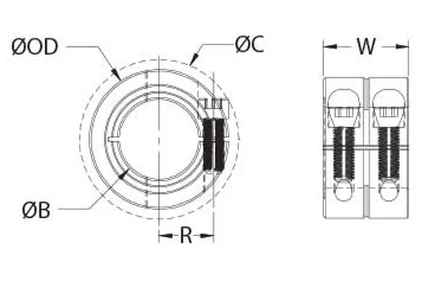 One Piece Double Wide Shaft Collars (Shaft Clamps) Metric Series