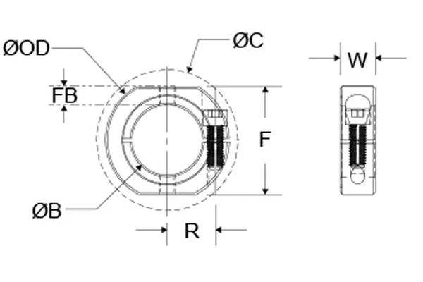 One Piece Mountable Shaft Collars (Shaft Clamps) with OD Flats and Holes Inch Series