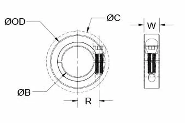 One Piece Thin Line Shaft Collars (Shaft Clamps) Metric Series