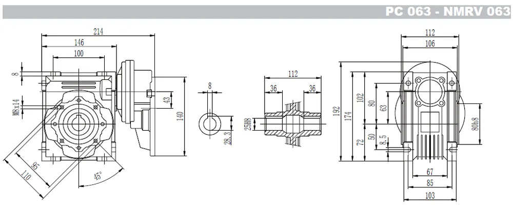 PC+RDF-NMRV Worm Gearbox with Pre-stage Helical Gear Unit