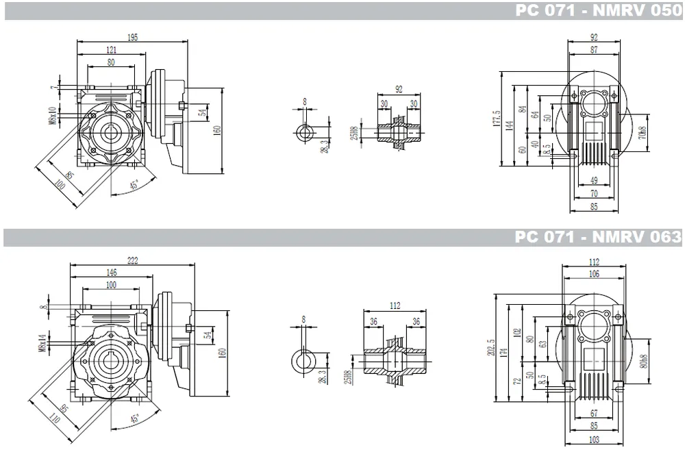 PC+RDF-NMRV Worm Gearbox with Pre-stage Helical Gear Unit