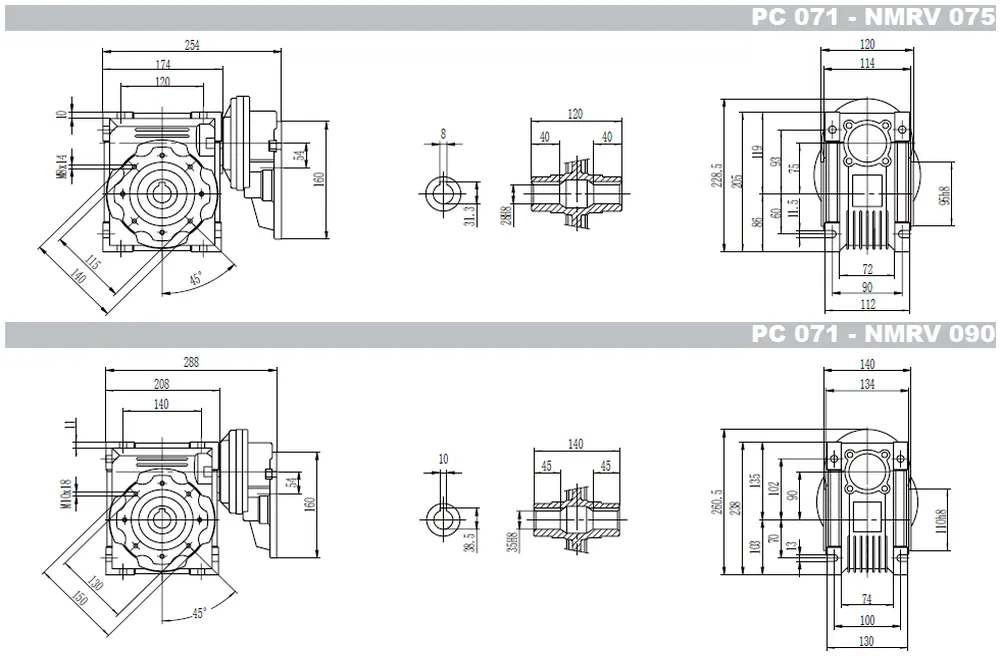 PC+RDF-NMRV Worm Gearbox with Pre-stage Helical Gear Unit