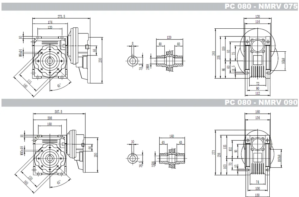 PC+RDF-NMRV Worm Gearbox with Pre-stage Helical Gear Unit