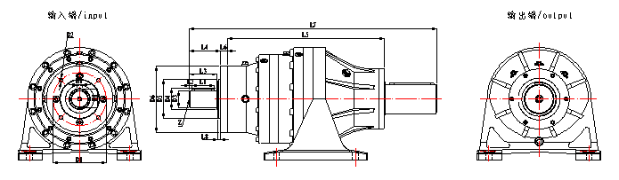 EPW double shaft planetary gearboxes with foot dimensions