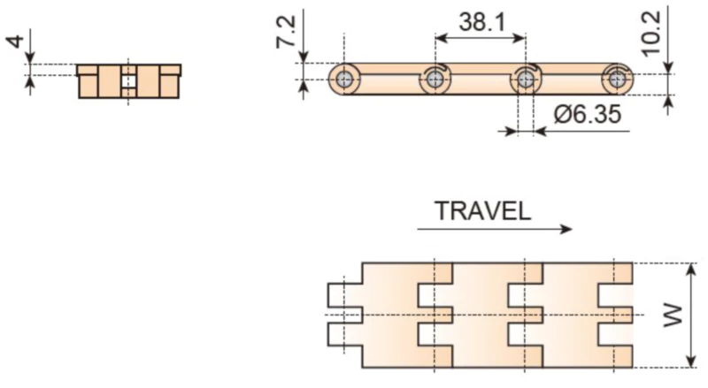 Plastic Flat Top Chain MiNi Straight Chains Replacement Of System Plast 820