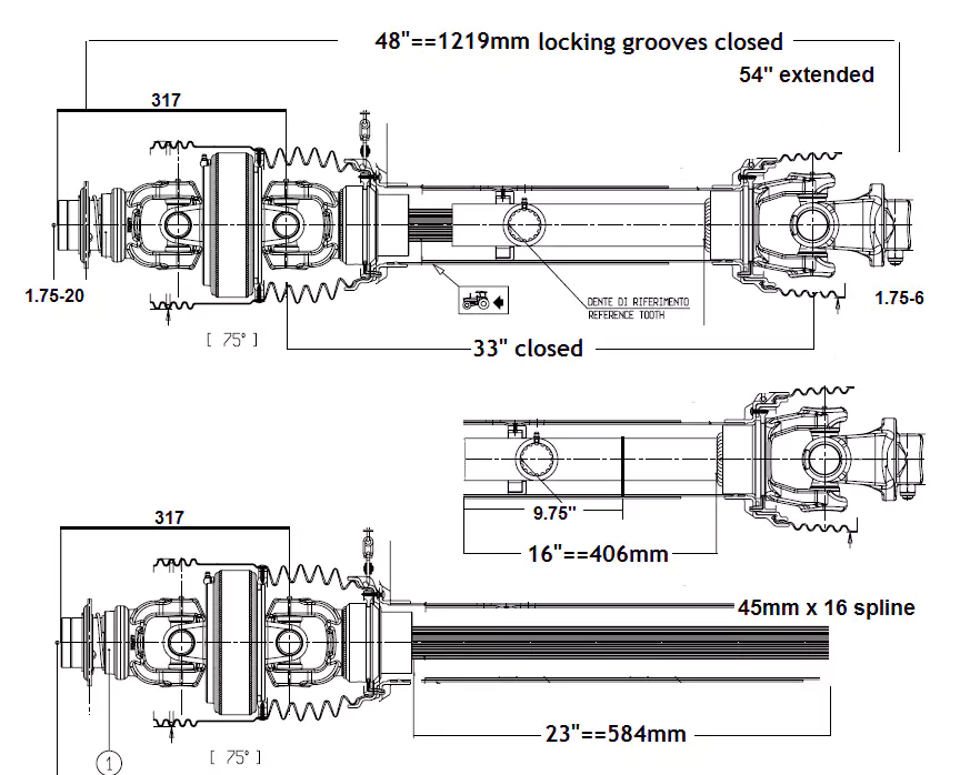 PTO Shaft for Krone BIGpack Square Balers 1290 1290HDP 1290XC 12130XC