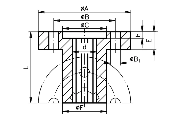 Red Brass Splined Hubs with Flange