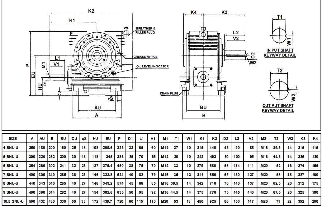 Worm Reducer-Replacement of Elecon SNU Modular Universal Mounting 5 SNU-U Worm Gear Unit