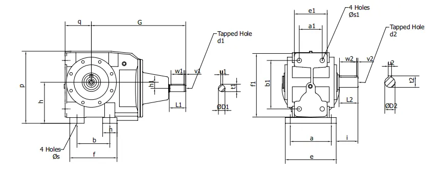 Worm Reducer-Replacement of Fenner Series C Helical Worm Gearbox Foot Mounted Reducer-with Output Shaft Double/Triple Reduction 872
