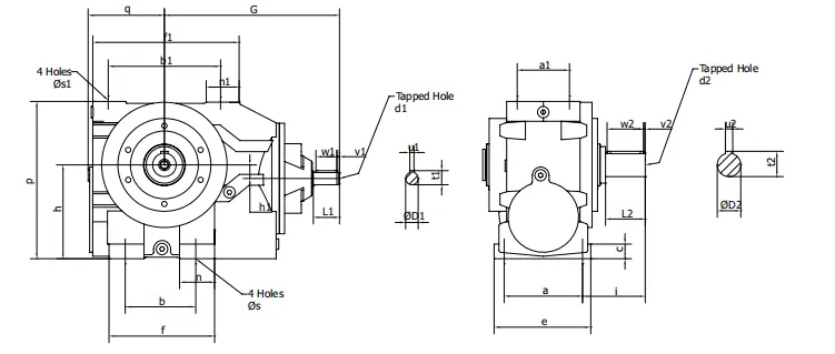 Worm Reducer-Replacement of Fenner Series C Helical Worm Gearbox Foot Mounted Reducer-with Output Shaft Double/Triple Reduction 874