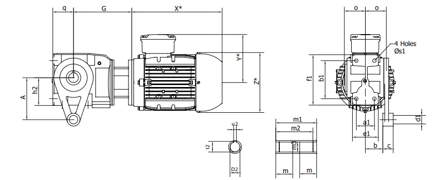 Worm Reducer-Replacement of Fenner Series C Helical Worm Gearbox Shaft Mounted Reducer-with Flange Double/Triple Reduction 872