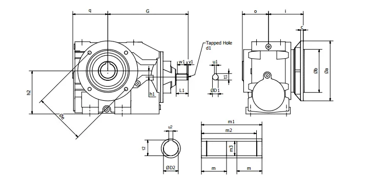 Worm Reducer-Replacement of Fenner Series C Helical Worm Gearbox Shaft Mounted Reducer-with Flange Double/Triple Reduction 874