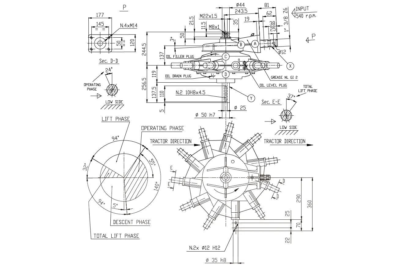 Rotary Rake Gearbox - Replacement of Comer Code K-792A 8.2:1
