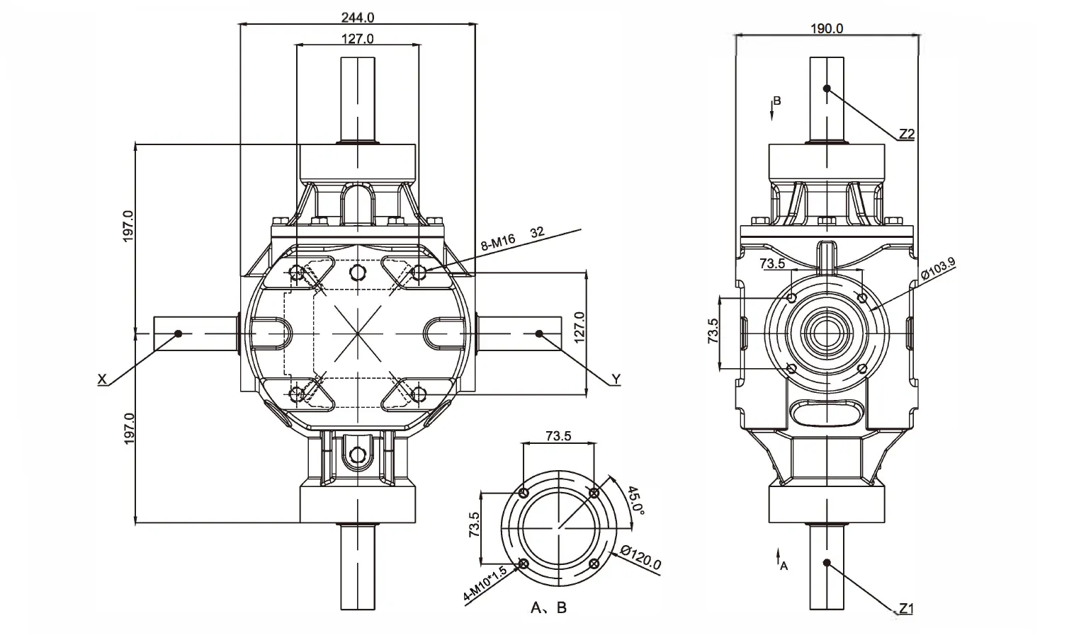 Round Baler Gearbox EP2100-T3 for Round Baler and Harvester