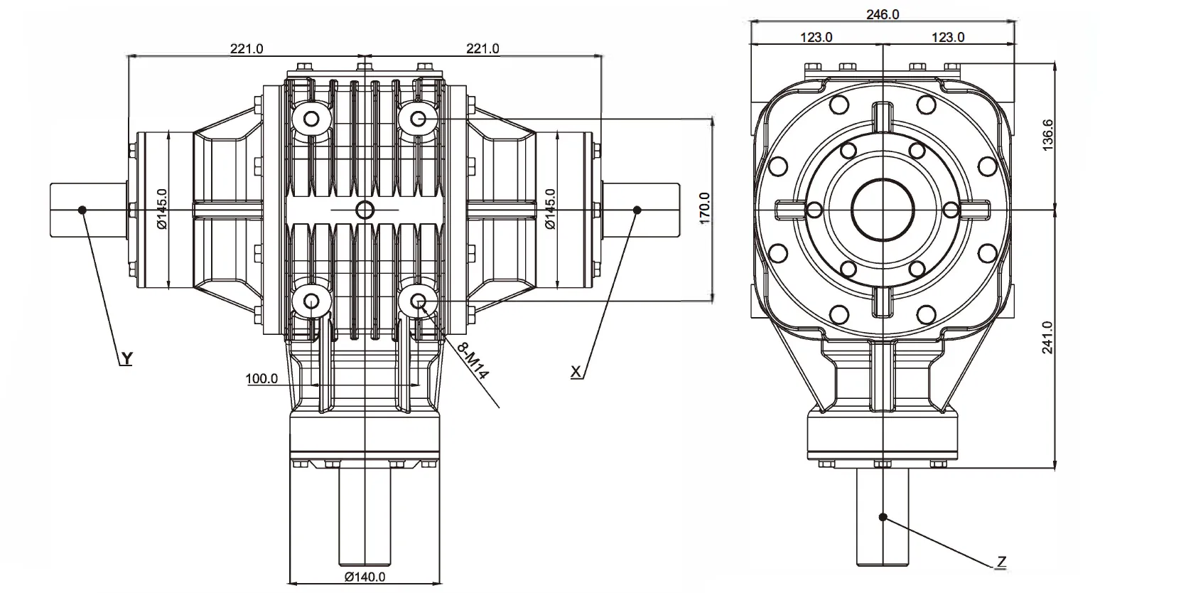Round Baler Gearbox EP246 for Round Baler and Harvester