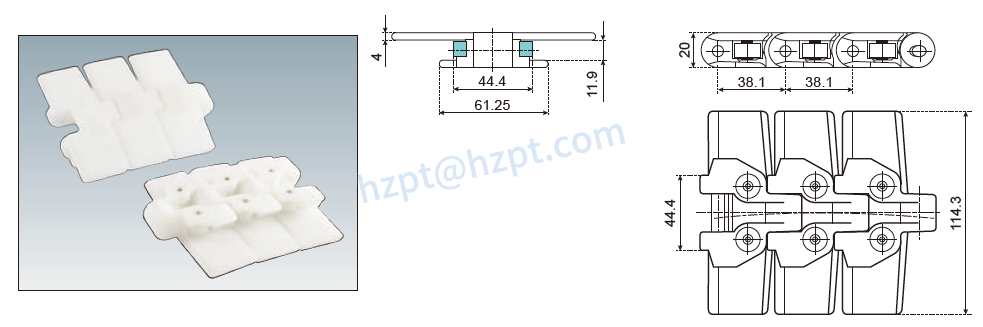 Plastic Conveyor Chain F54 RT114 N826-R150 NP11000