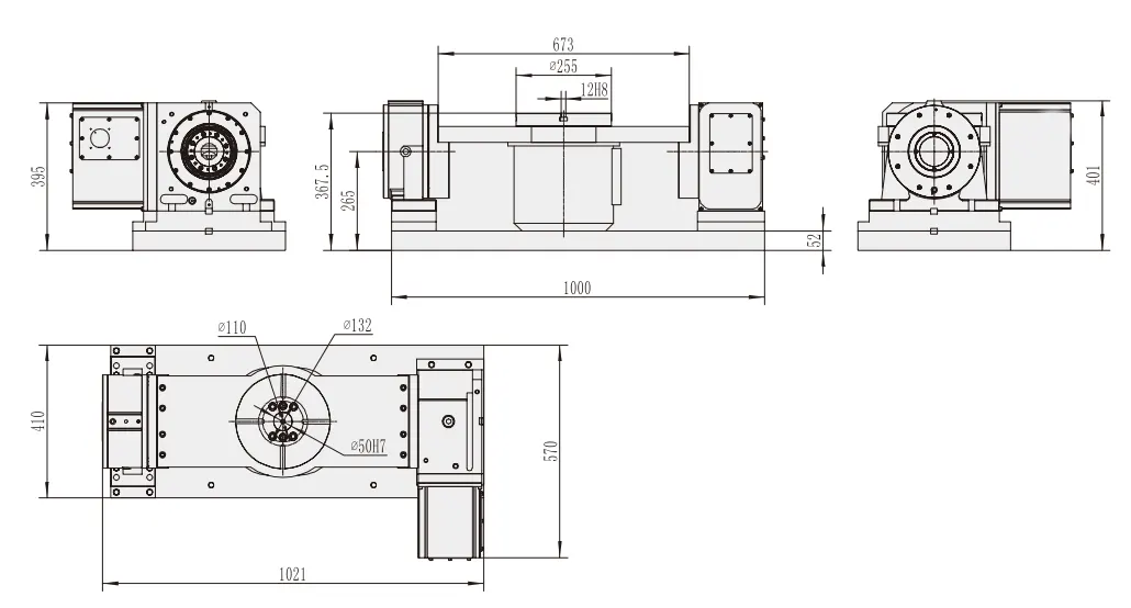 RTS-255 Rotary Table High Quality Indexing Table CNC Machine 5 Axis 255mm Rotary Table