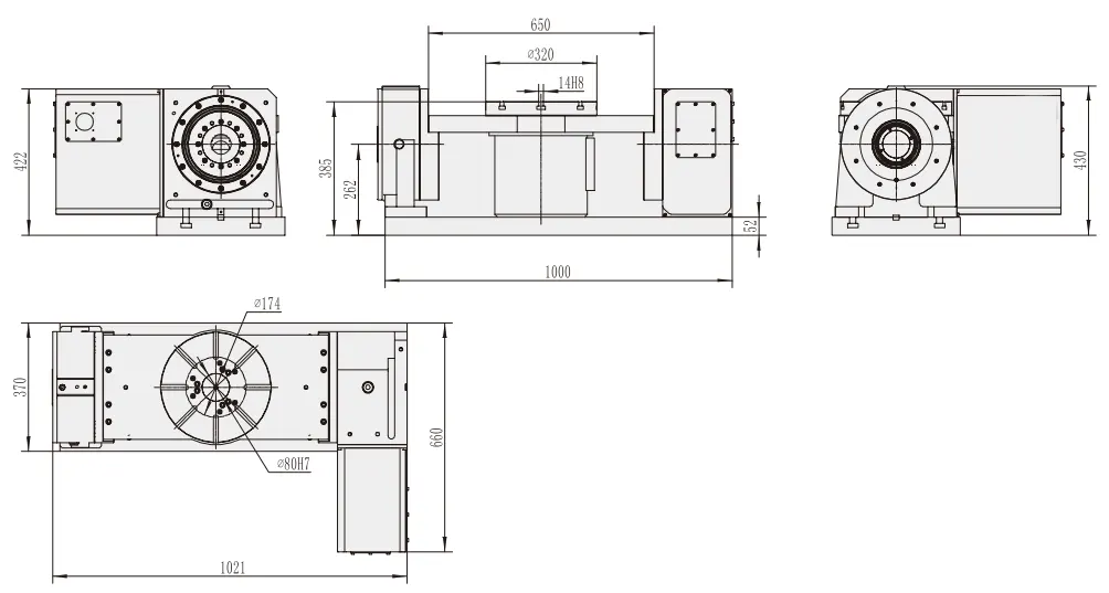 RTS-320 Rotary Table Hydraulic Brake 320mm 5th Axis Rotary Table Index Table