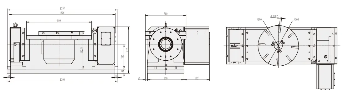 RTS-500 Rotary Table CNC Machine Tools Accessories Rotary Table with Worm and Worm Gear Index Table