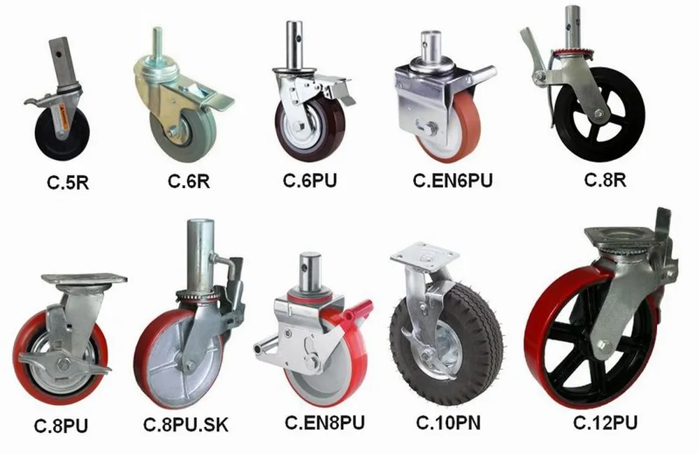 Rubber Scaffolding Casters Wheel / PU Casters for Building Construction