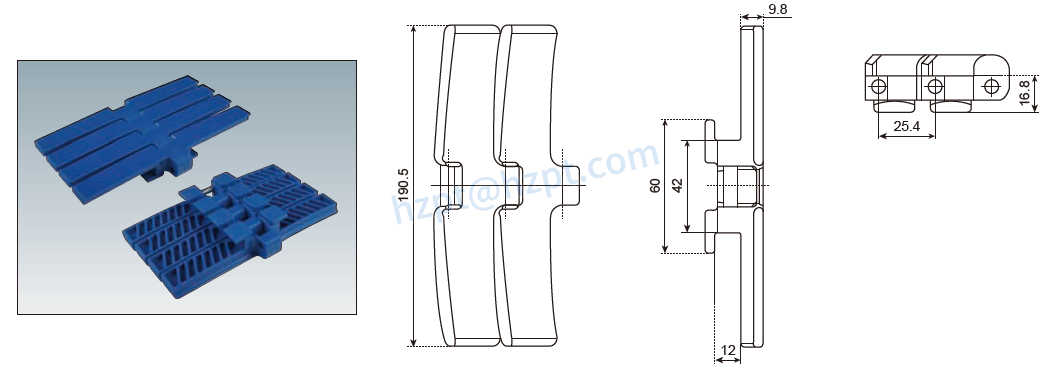 Flat Top Chain for Flush Grid Magnetflex 1050 and for Magnetflex 1060 S4090A S4090B