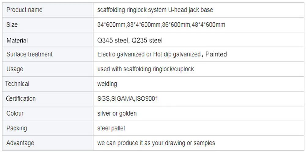 Scaffolding U-head Jack for Construction